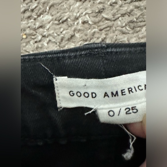 Good American Good Legs Step Fray Hem High Rise Denim Black Skinny Jeans - Picture 5 of 7